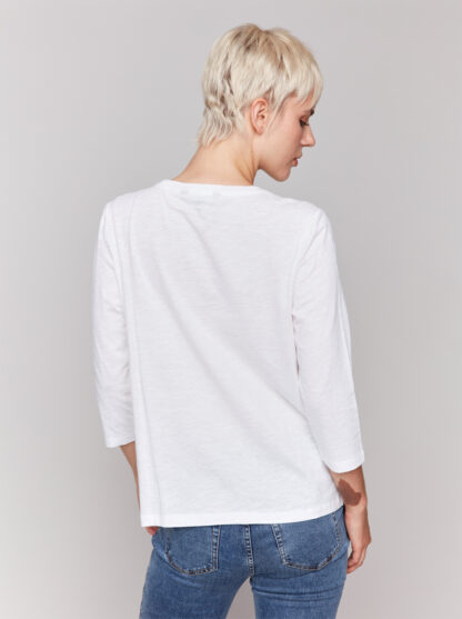 Charlie B- Organic Cotton Tee- White . Charlie B Style: C1293ZPK-463B-002 . Back