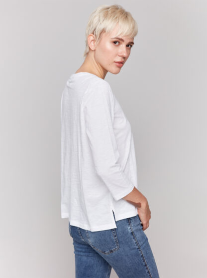 Charlie B- Organic Cotton Tee- White . Charlie B Style: C1293ZPK-463B-002 . Side