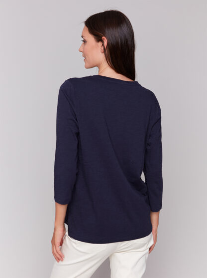 Charlie B- Organic Cotton Tee- Navy . Charlie B Style: C1293ZPK-463B-117 Back