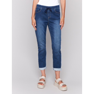 Charlie B Knit Denim Jogger- Indigo . Charlie B Style: C5347S -293B