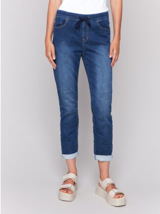 Charlie B Knit Denim Jogger- Indigo . Charlie B Style: C5347S -293B