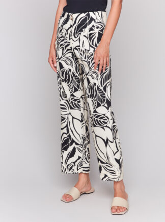 Charlie B Cropped Print Pant with Patch Pockets- Botanical .  Charlie B Style: C5462RP-771B-P464