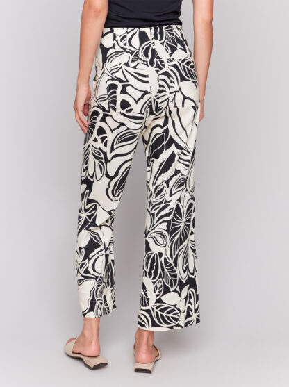 Charlie B Cropped Print Pant with Patch Pockets- Botanical .  Charlie B Style: C5462RP-771B-P464 rear