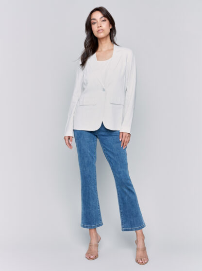 Charlie B Solid Jacket w/ Welt Pockets- Natural . Charlie B Style: C6301R-229B-100