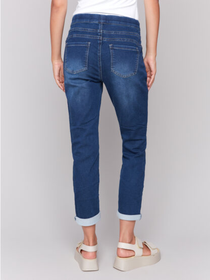 Charlie B Knit Denim Jogger- Indigo . Charlie B Style: C5347S -293B Back