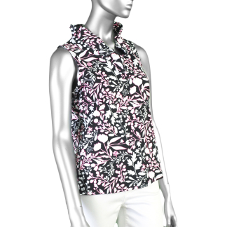 Lulu-B Ruffle Top- Spring Bouquet Black and White. Style: SPX0753P SBBW