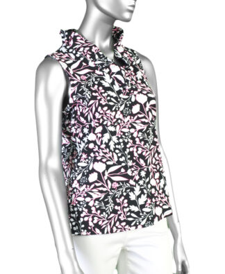 Lulu-B Ruffle Top- Spring Bouquet Black and White. Style: SPX0753P SBBW