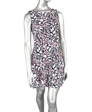 Lulu-B Ruffle Trim Dress- Black, Pink & White. Style: SPX4495P SBBW