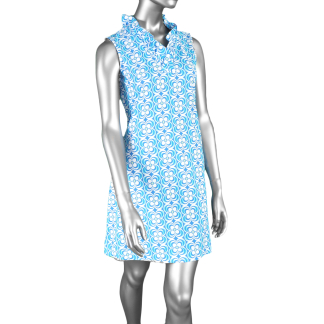 Lulu-B Ruffle Dress- Geometric Peri-Turq. Style: SPX4444S DGPT