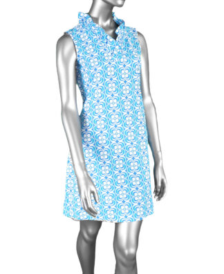 Lulu-B Ruffle Dress- Geometric Peri-Turq. Style: SPX4444S DGPT