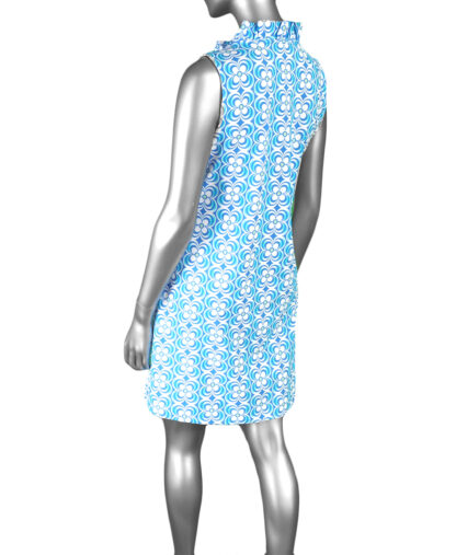 Lulu-B Ruffle Dress- Geometric Peri-Turq. Style: SPX4444S DGPT Back