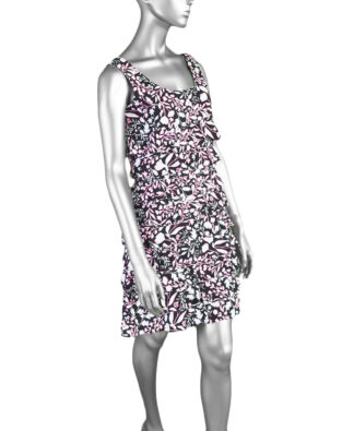 Lulu-B Scoop Neck Ruffled Cha-Cha Dress-  Black & Pink. Style: SPX 4448P SBBW