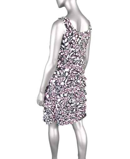 Lulu-B Scoop Neck Ruffled Cha-Cha Dress-  Black & Pink. Style: SPX 4448P SBBW Back