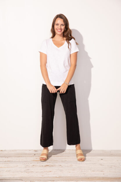 Escape Cotton Slub V-Neck Tee- White . Escape Style: 10000 WHT Full