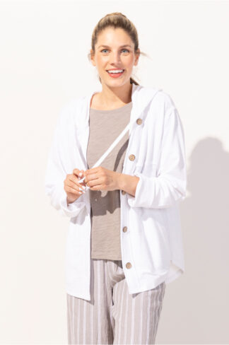 Escape Model Terry High Tide Hoodie- White . Escape Style: 26835 White