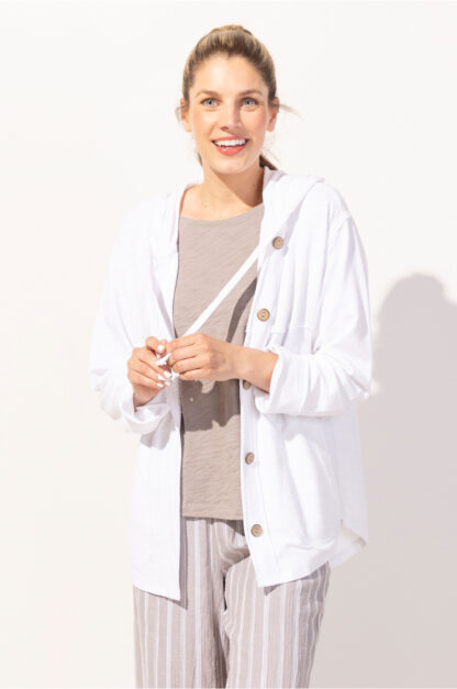 Escape Model Terry High Tide Hoodie- White . Escape Style: 26835 White