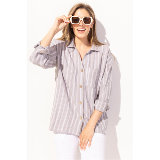 Escape Catalina Stripe Laguna Shirt- Fog. Escape Style: 32736 Fog