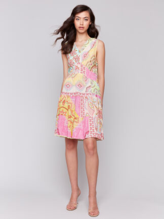 Charlie B V-Neck Dress with Tiers- Carousel . Charlie B Style: C3210P-808B-P857