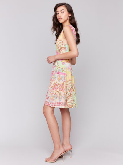 Charlie B V-Neck Dress with Tiers- Carousel . Charlie B Style: C3210P-808B-P857 Side
