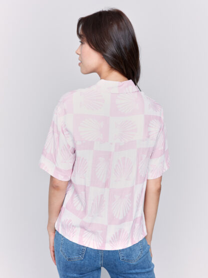 Charlie B Woven Blouse- Shell . Charlie B Style: C4614-787A-P408 Back