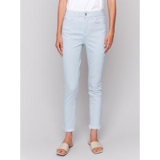 Charlie B Twill Ankle Pant- Stripes . Charlie B Style: C5139R-892B-P474