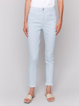 Charlie B Twill Ankle Pant- Stripes . Charlie B Style: C5139R-892B-P474