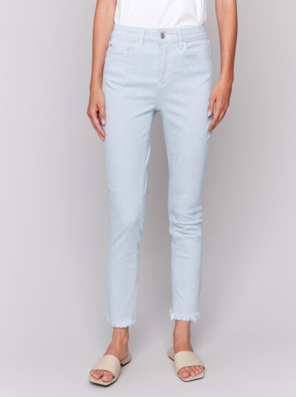 Charlie B Twill Ankle Pant- Stripes . Charlie B Style: C5139R-892B-P474
