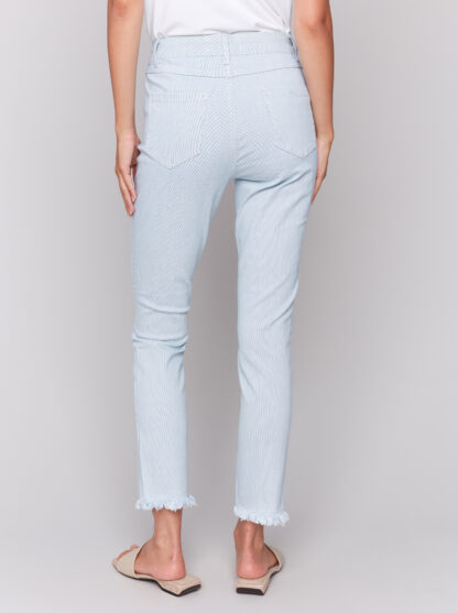 Charlie B Twill Ankle Pant- Stripes . Charlie B Style: C5139R-892B-P474 rear