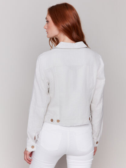 Charlie B- Button Front Jacket- Natural . Charlie B Style: C6199Y-229B-100 Back