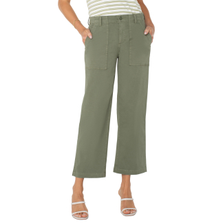 Liverpool Cargo Wide Leg Crop Pant- Martini Olive . Liverpool Style: LM5674L12
