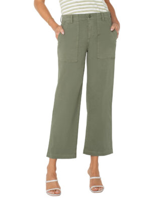 Liverpool Cargo Wide Leg Crop Pant- Martini Olive . Liverpool Style: LM5674L12