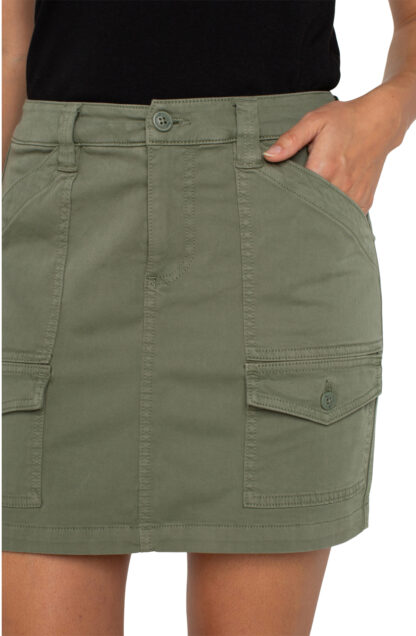 Liverpool Cargo Skort- Martini Olive . Liverpool Style: LM6366L12 Martini Olive Up Close