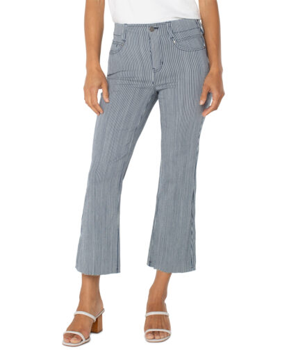 Liverpool Gia Glider Crop Flare- Navy White Stripe . Liverpool Style: LM7798AST9