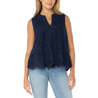 Liverpool Eyelet Tank- Navy . Liverpool Style: LM8C73EE20