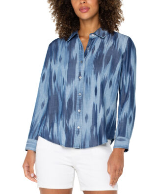 Liverpool Woven Tencel Blouse- Watercolor Denim . Liverpool Style : LM8H39Y47P26