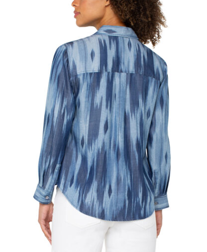 Liverpool Woven Tencel Blouse- Watercolor Denim . Liverpool Style : LM8H39Y47P26 Back