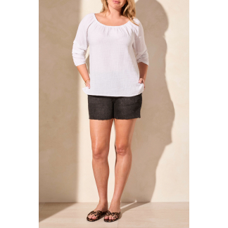 Tribal On/Off Shoulder Blouse with Sleeve Detail- White . Tribal Style: 5728O-4555-0001