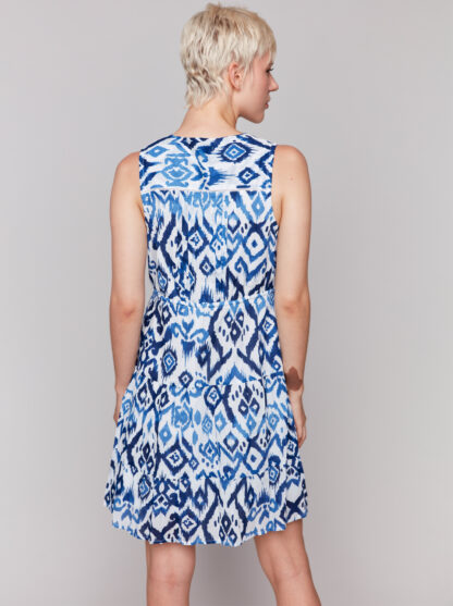Charlie B- Printed Ruffled Dress- Ikat . Charlie B Style: C3177RP-802B-P630 Back