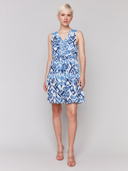 Charlie B- Printed Ruffled Dress- Ikat . Charlie B Style: C3177RP-802B-P630