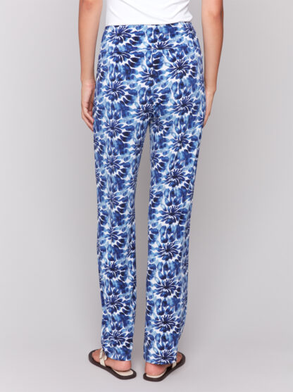 Charlie B- Printed Wide Leg with Slit- Lily .  Charlie B Style: C5483RP-818B-P870 Rear