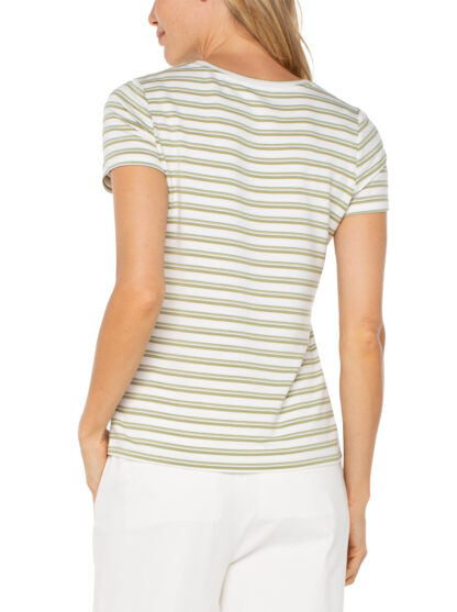 Liverpool Slim Fit Crew Neck Top- Whipped Cream Lotus Variegated Stripe . Liverpool Style: LM8547KT60 Back