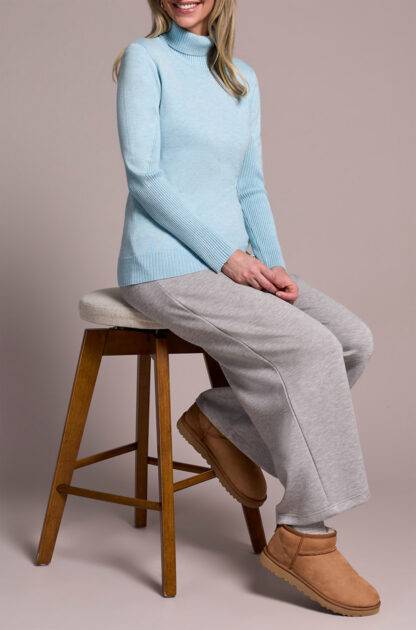Tribal Turtle Neck Sweater- H Aqua . Tribal Style: 2292O-835-3318 Side