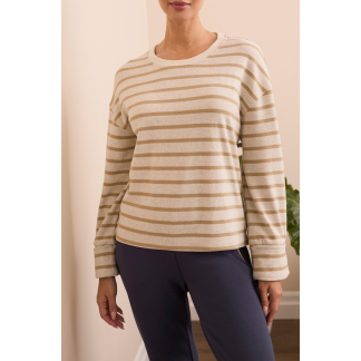 Tribal Crew Neck Top- Ice Latte . Tribal Style: 2343O-8340-3265