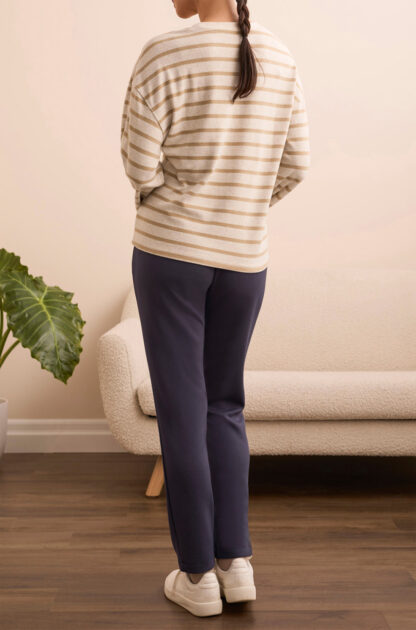 Tribal Crew Neck Top- Ice Latte . Tribal Style: 2343O-8340-3265 Rear