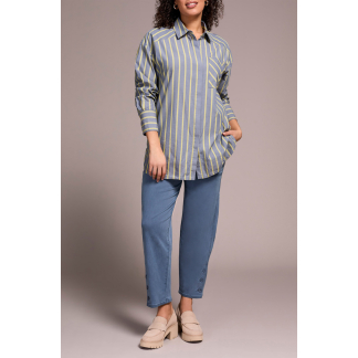 Tribal Button Front Shirt- Slate Blue . Tribal Style: 2350O-3747-2637 