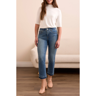 Tribal Sophia Curvy Micro Flare Crop Jean- True Vintage . Tribal Style: 5560O-2020-3012