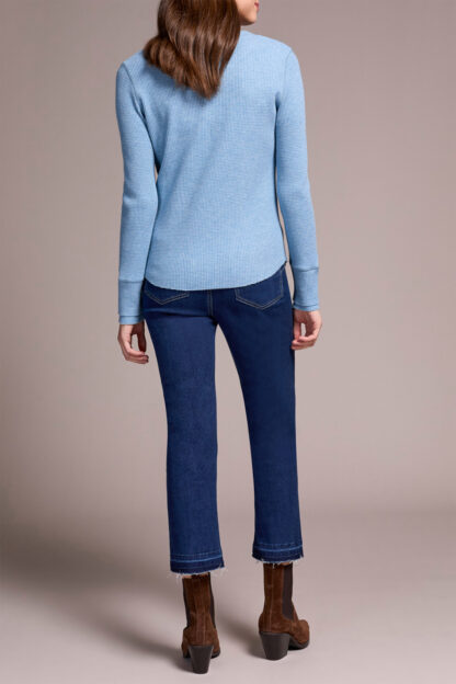 Tribal Henley Top with buttons- Heather Denim.  Tribal Style: 5899O-5159-1812 Rear