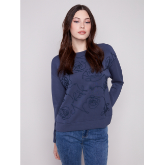 Charlie B Soft Scuba Top- Moonlight . Charlie B Style: C1406E-330C-907 Front