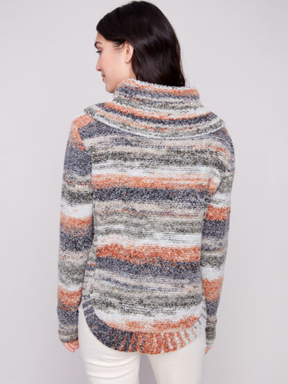 Charlie B Cowl Neck Cable Sweater- Autumn . Charlie B Style: C2316-423C-803 Back
