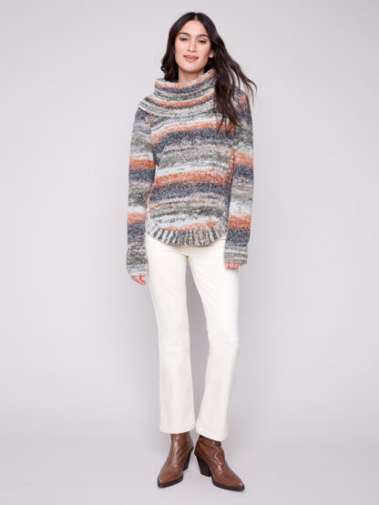 Charlie B Cowl Neck Cable Sweater- Autumn . Charlie B Style: C2316-423C-803